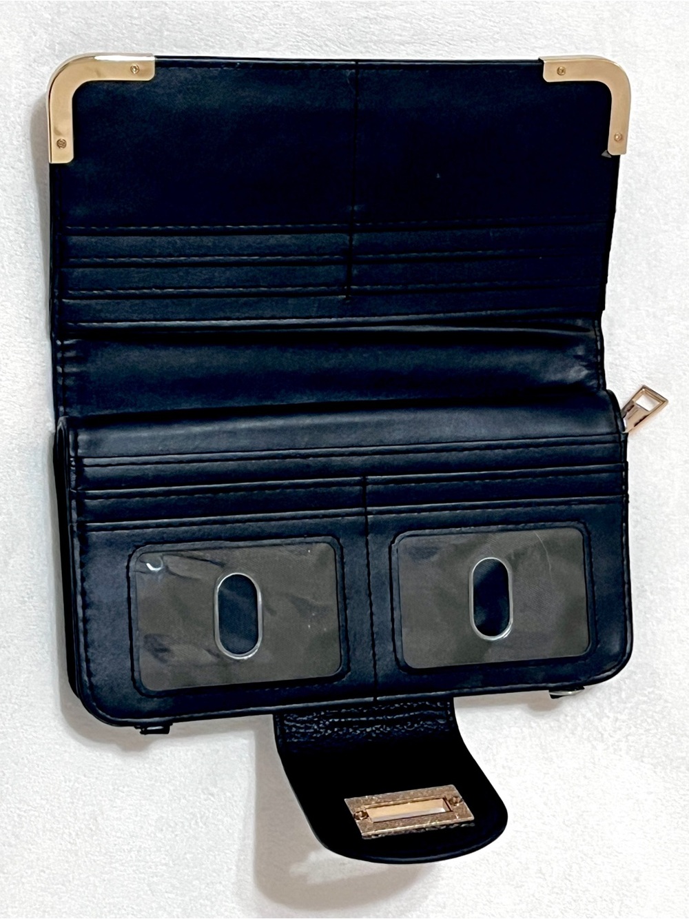 Alba Black Pebbled Leather Turn Lock Crossbody Wallet Clutch Phone Pouch - Picture 3 of 5